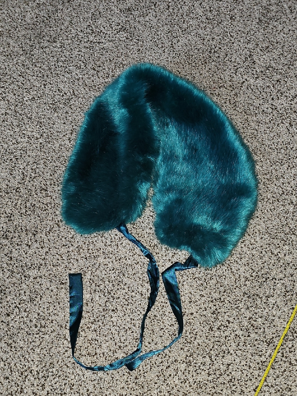 New York & Company Teal Faux Fur Collar Stole with Satin Lining